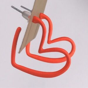 Orange Heart Hoop Earrings